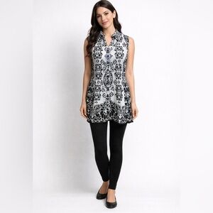 Sleeveless Button Up Crinkle Tunic